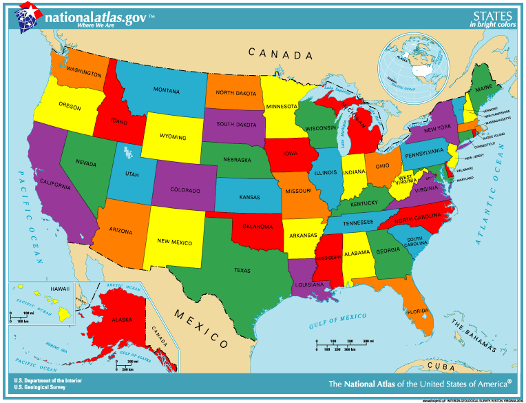 mapa de estados unidos para colorear